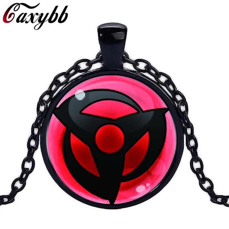Caxybb Brand Eyes Naruto Pendant Glass Dome Necklace Anime Cosplay Lover Gift Black Vintage Choker Necklace