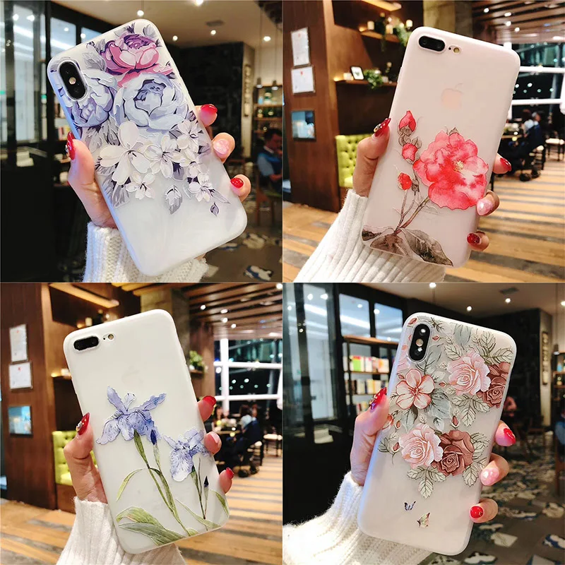 MOUSEMI Luxury 3D Silicone Case For iPhone 6 7 6S 8 Plus 5S SE X XS MAX XR Shockproof Flower Phone Case For iPhone 6 7 Case Girl