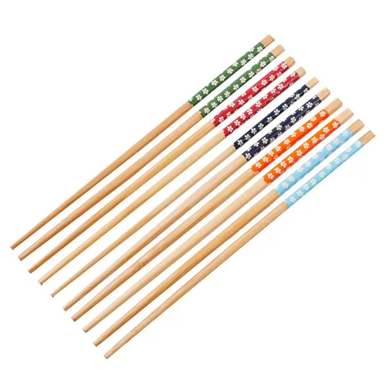 

5 Pairs Sakura Japanese Style Natural Wooden Chopsticks Gift Set New Eco-friendly Wood Tableware Set Elegant Flowers Chopsticks
