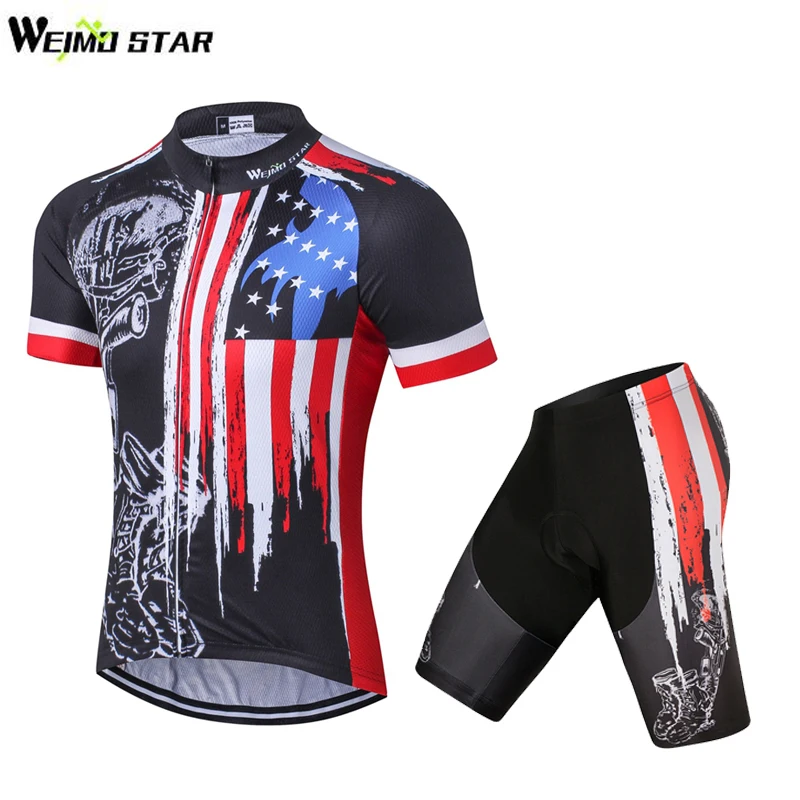 Weimostar Summer Usa Pro Team Cycling Jersey Mens Black Set Racing