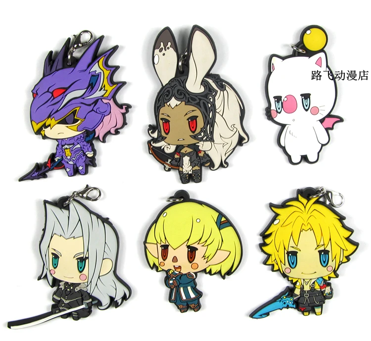 

2019 New Arrival Final Fantasy Original Japanese anime figure rubber mobile phone charms keychain strap