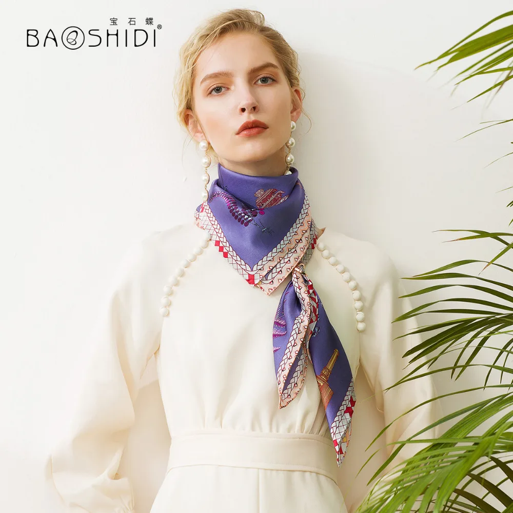 [BAOSHIDI] шарф из 100% шелка модный роскошный бренд Женская шаль элегантные шарфы для
