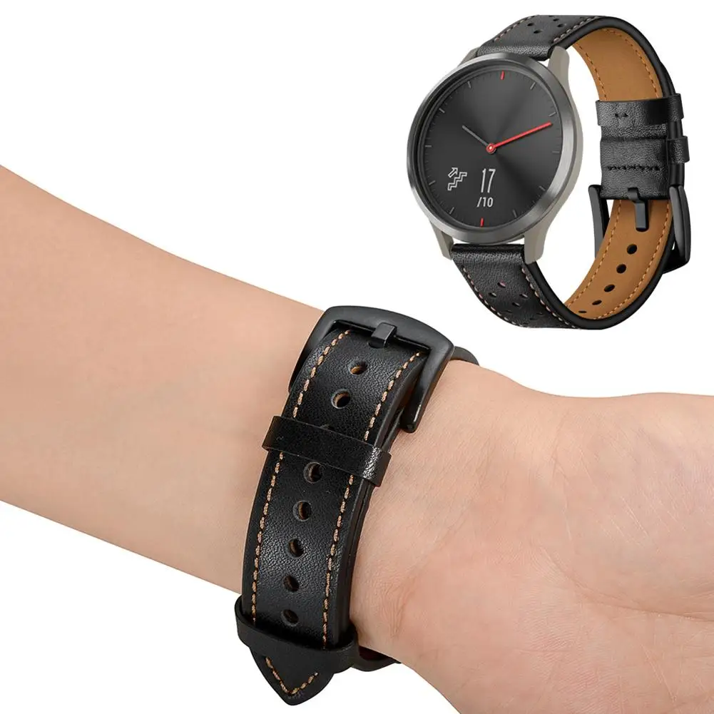 Сменный ремешок для смарт часов Garmin Vivoactive3 VivomoveHR первый слой кожаный
