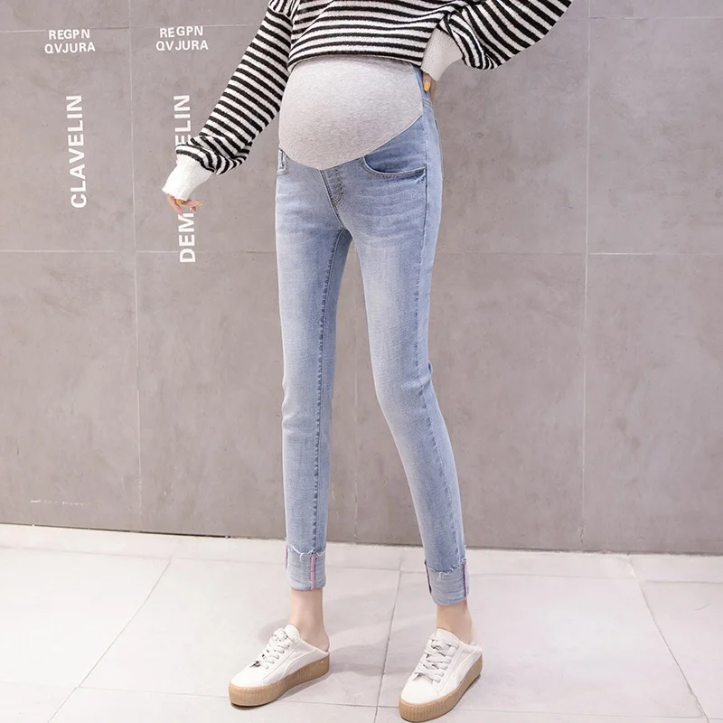 

Pregnant women nine points jeans spring and summer pregnant women stomach lift pants casual maternity clothes pregnancy pants