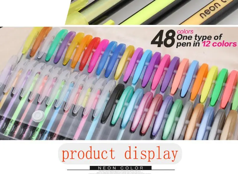 Художественные принадлежности 12/48 цветов гелевые ручки набор заправки пастельный неоновый глиттер эскиз рисунок набор цветных ручек школьная маркер ручка