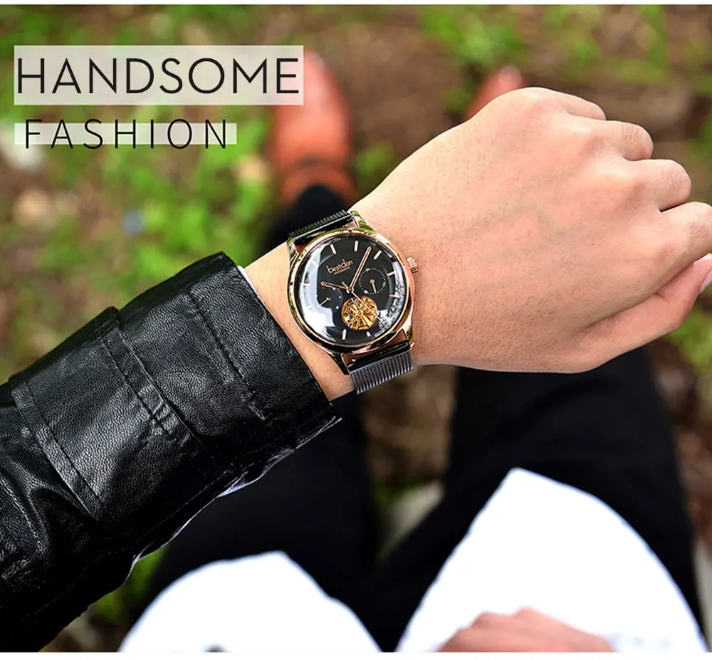 Bestdon изогнутые мужские часы, швейцарские механические часы, модные спортивные часы со скелетом, роскошные брендовые кожаные часы, мужские часы