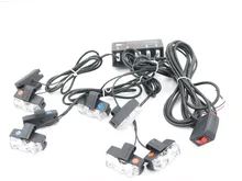 Eonstime 16 W Estroboscópico Del Vehículo Luces 16 LED Flash Luz de Advertencia Luces de la Parrilla Parrilla Del Coche Auto De policía Luces Rojo Azul Ámbar blanco