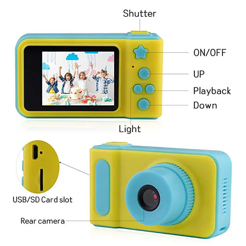 1080 P Мини Цифровая камера 2 дюйма мультфильм милый камера игрушки для детей подарок на день рождения малыша игрушечная камера Поддержка TF карта