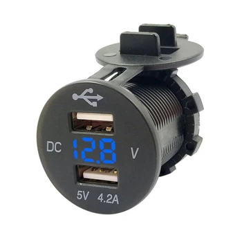 

Cigarette Lighter Splitter Auto Power Adapter Outlet 12V LED Dual USB 2 Port Car Phone Charger With DC Voltmeter Digital Socket