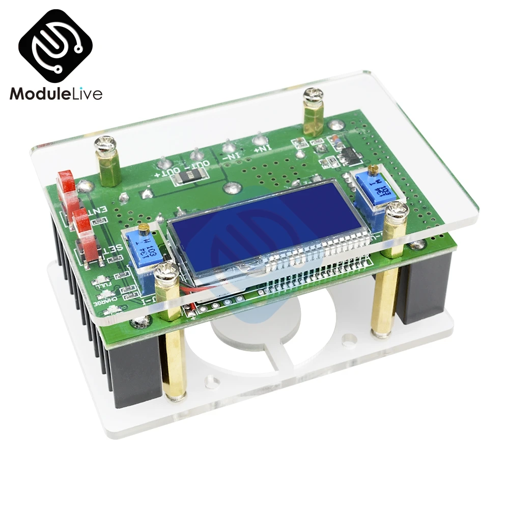 

DC-DC 10A LCD Double Dual Display Adjustable CC CV Step UP Power Supply Boost Converter Module Board With Case Shell Box