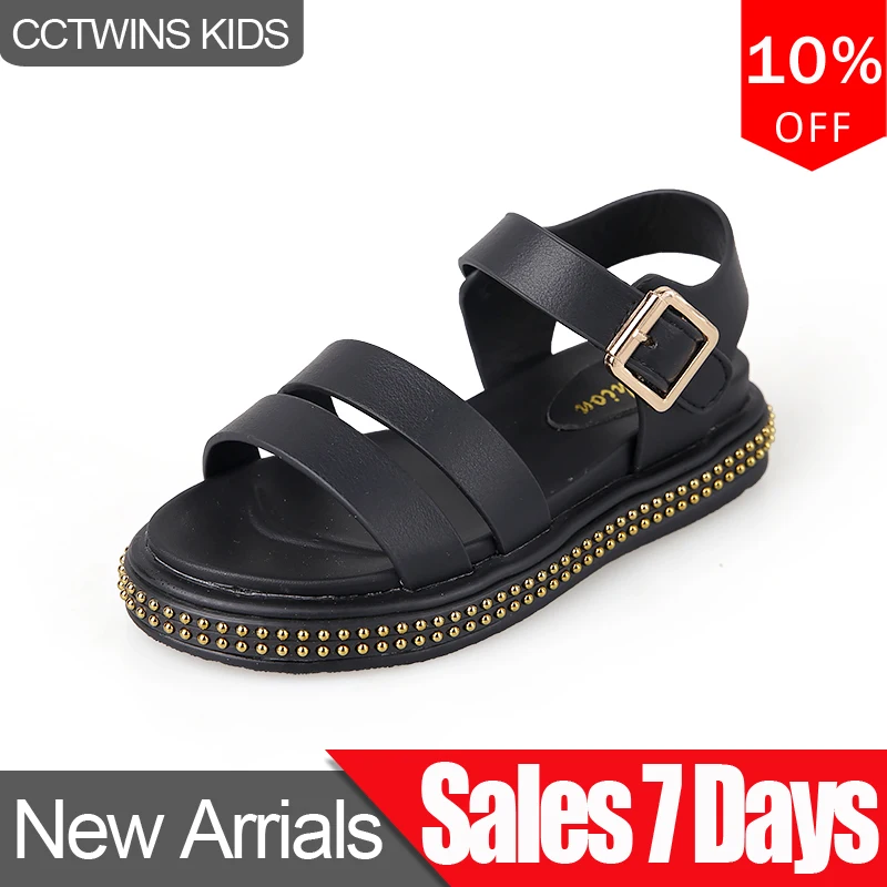 

CCTWINS Kids Shoes 2019 Summer Girls White Fashion Princess Party Sandals Children Black Beach Flats Toddler Soft Shoes BS409