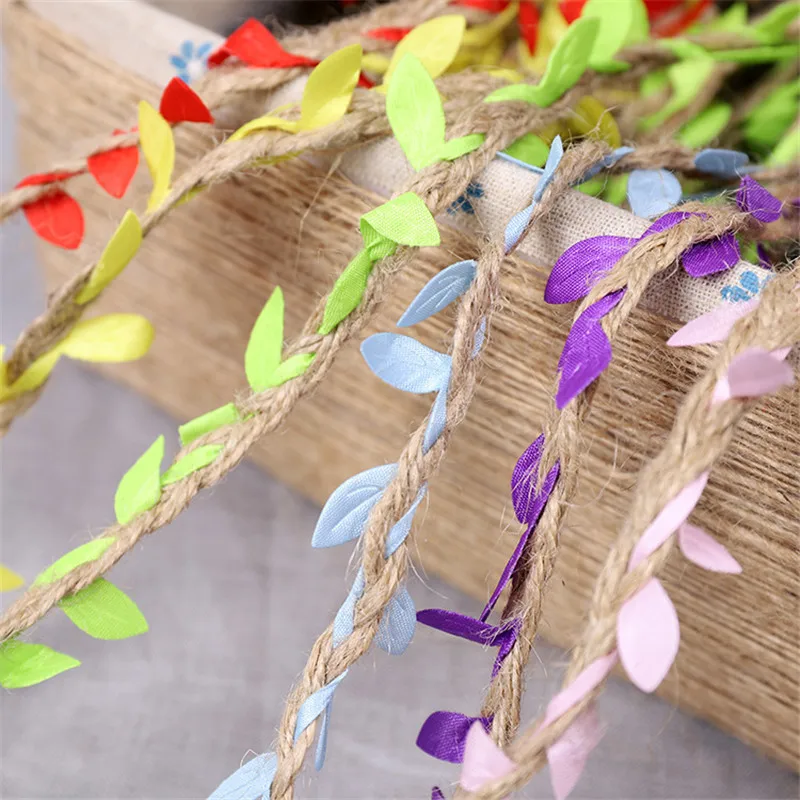 

1Yards Simulation Green Leaves Weaving Hemp Rope Rattan Gift Easter Basket Decor Straw Rope 5mm Easter Rabbit Nest DIY Material