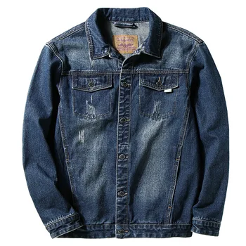 

New 2019 Solid Casual Loose Denim Jacket Plus Size S-7XL Jacket Men Cowboy