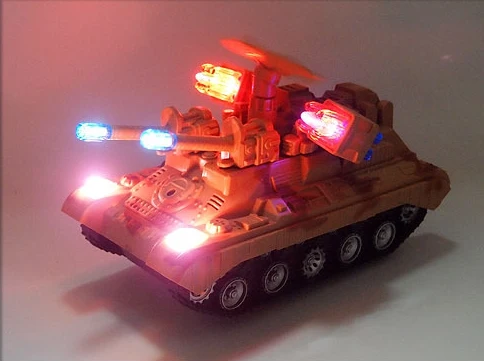 Electronic New Electric Boy Toy Deformation Of The Tank Strip Light Sound Camouflage Tanks Radar Rotate 360 Degrees Plastic Car