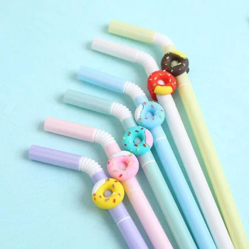 

4 Pcs Gel Pens Cartoon Doughnut Black Colored Kawaii Gift Gel-ink Pens for Writing Cute Stationery Office School Supplies