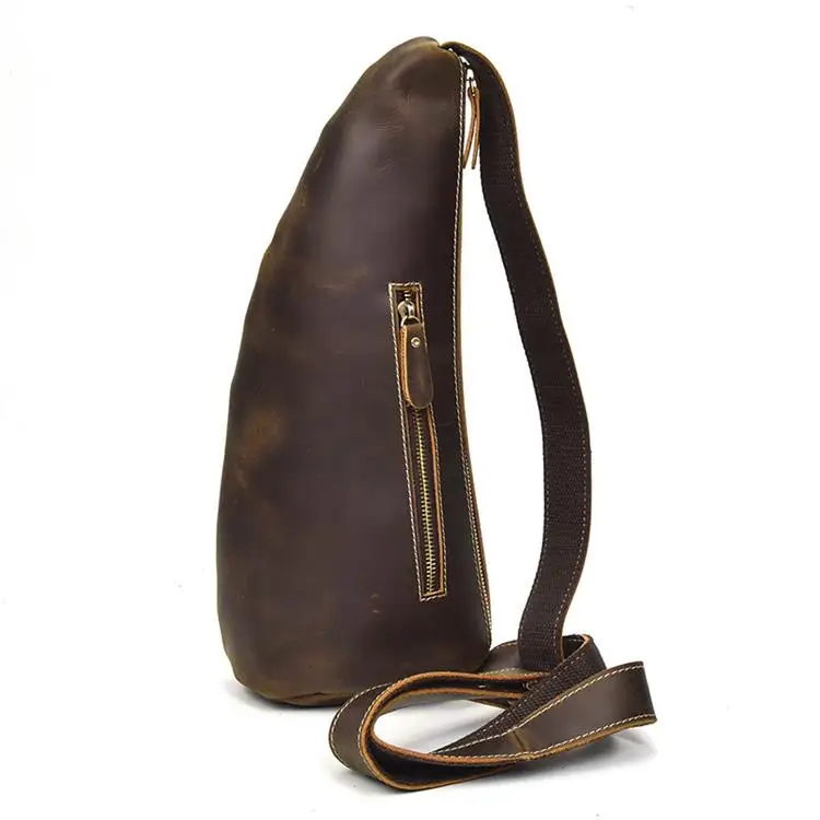MAHEU кожаный рюкзак на одно плечо через плечо нагрудная сумка из натуральной коровьей кожи нагрудная сумка для путешествий на открытом воздухе - Цвет: Design 4 Dark Brown