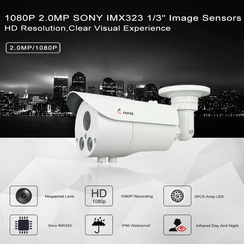 Keeper AHD 2.0MP 1080P SONY IMX323 FHD наружная водонепроницаемый Безопасность видеонаблюдение пуля камера видеонаблюдения вместе с Варифокальный объектив