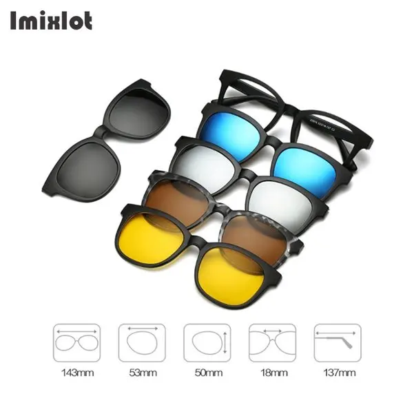 Imixlot 5 шт./компл. магнитный зажим женские солнцезащитные очки с магнитным зажимом на солнцезащитных очках поляризованные для мужчин многоцелевой очки - Цвет линз: D