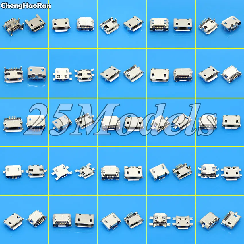 

ChengHaoRan 25models Mini Micro USB Connector dc jack 5pin V8 port charging data plug socket for Xiaomi Lenovo Huawei ZTE mobile