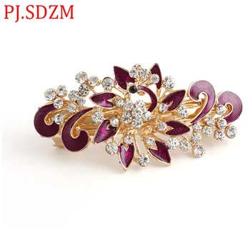 

PJ.SDZM Korean Headwear Female Color Rhinestone Hair Accessories Spring Clip New Exotic Fashion Bow Barrettes Hot Sale FJ0004