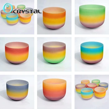 

1PC 8" Note C/D/E/F/G/A/B Chakra Rainbow Frosted Quartz Crystal Singing Bowl