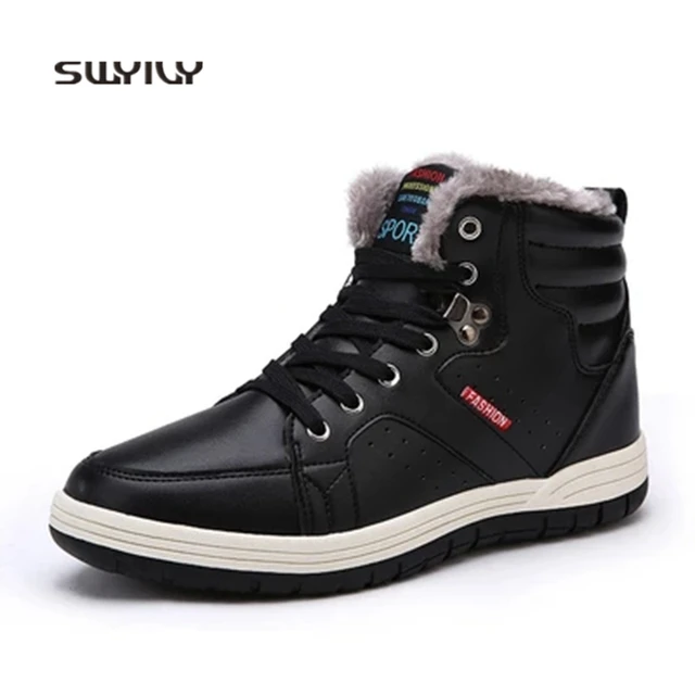 Best Offers SWYIVY Men's Sneakers 2018 New Winter Warm Plus Velvet Men Skateboarding Shoes Flat Heel High-top Leather Men Sport Shoes Best Offers SWYIVY Men's Sneakers 2018 New Winter Warm Plus Velvet Men Skateboarding Shoes Flat Heel High-top Leather Men Sport Shoes