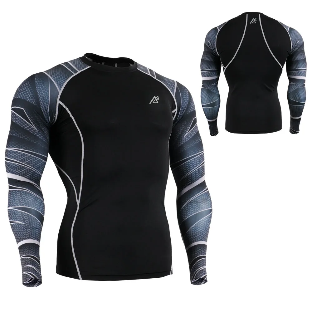 Мужские компрессионные колготки, рубашки, Спортивная одежда для бега, MMA, базовый слой, тренировочная одежда, Camiseta Masculina для велосипедного спорта Lobo - Цвет: B63