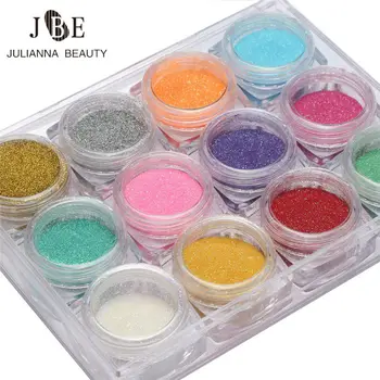 

12 Bottle/Set Nail Art Powder On Nails Holographic Mermaid Nail Glitter Chrome Dust Manicure Tool Gel UV DIY Nail Art Decoration
