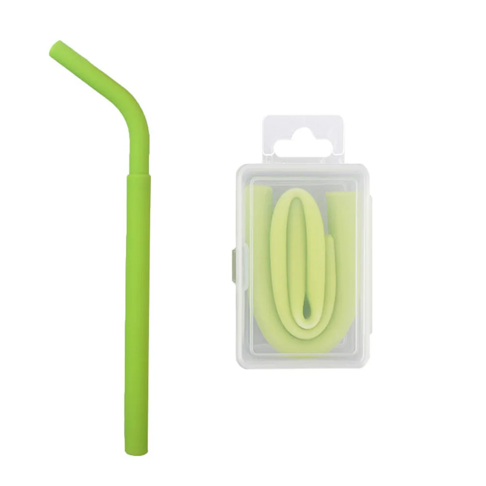 

2018 New Portable Reusable Washable Food Grade Silicone Drinking Bent Straws With Box #NE918