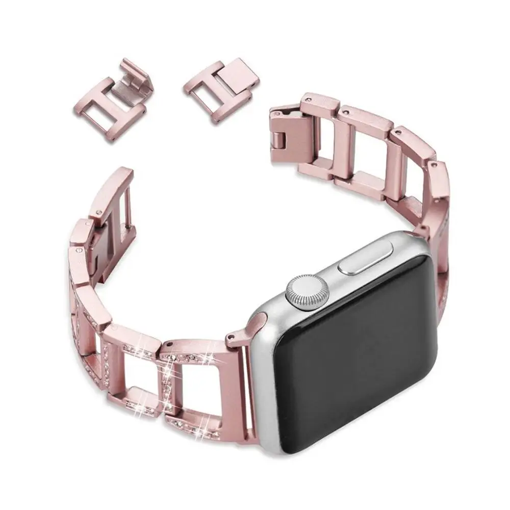 Bling Ремешок для наручных часов Apple watch версии 40 мм 44 38 42 стразы с металлическим