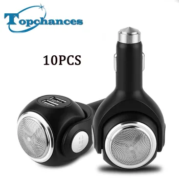 

10 X High Quality 4 In 1 Dual USB Car Charger & Electric Shaver Razor & LED Flashlight & Emergency Escape Hammer for Smartphone