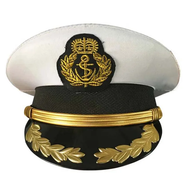 Military Costume Hats Navy Officer Caps Adult Men White Military Hats