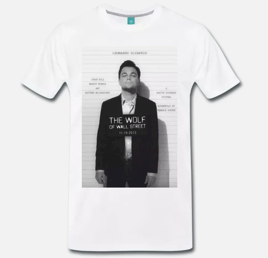 

T-SHIRT MAGLIA THE WOLF OF WALL STREET LEONARDO DI CAPRIO FILM CULT - 4 S M L 3XL Men T Shirt Print Cotton Short Sleeve T-Shirt