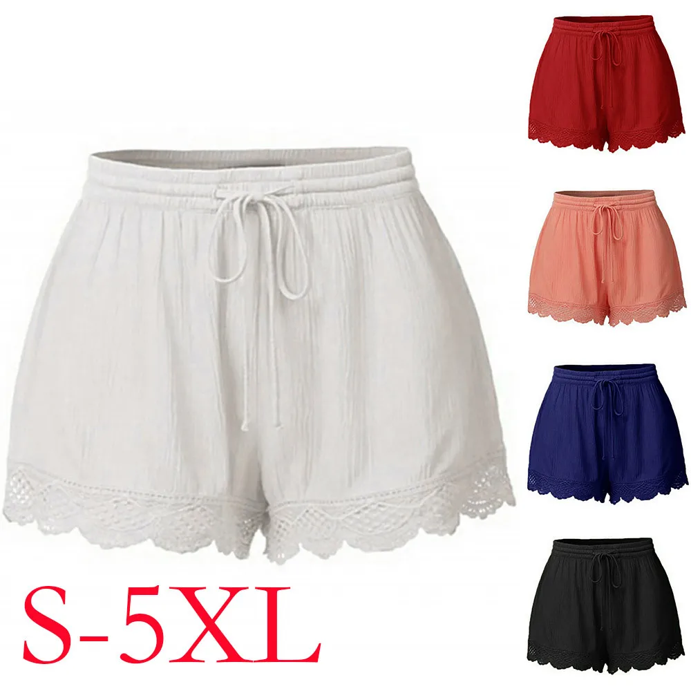 

2019 New Fashion Shorts Women Lace Plus Size Rope Tie Shorts Pantalones Cortos Sport Trousers Spodenki Damskie Short Feminino