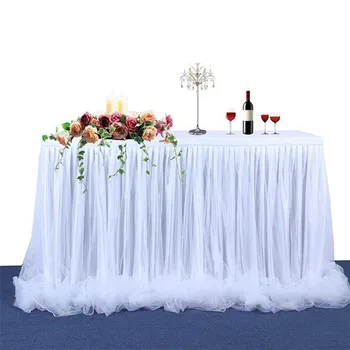 

Fashion Tulle Tutu Solid Table Skirt New Large Table Cover Birthday Wedding Celebrations Events Party Decor Lovely Table Cloth