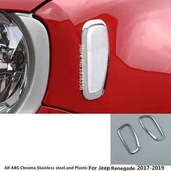 

For Jeep Renegade 2017 2018 2019 2020 Car Styling Body Head Side Light Lamp Frame Stick ABS Chrome Cover Trim Panel 2pcs