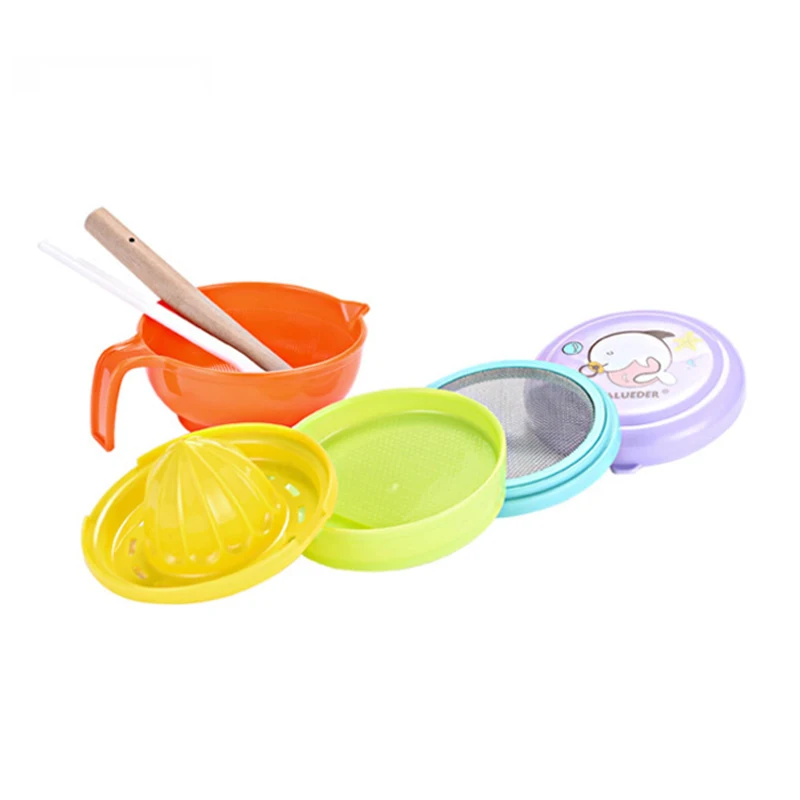 

2018 Valueder 7pcs Set Feeding Baby Food Mills Portable Colorful Handmade Manual Baby Food Grinder Set with Cover