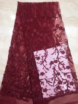 

Newest African Tulle Lace Fabrics With Beads Embroidery Net Lace African French Lace High Quality With Beads Wedding(7-19