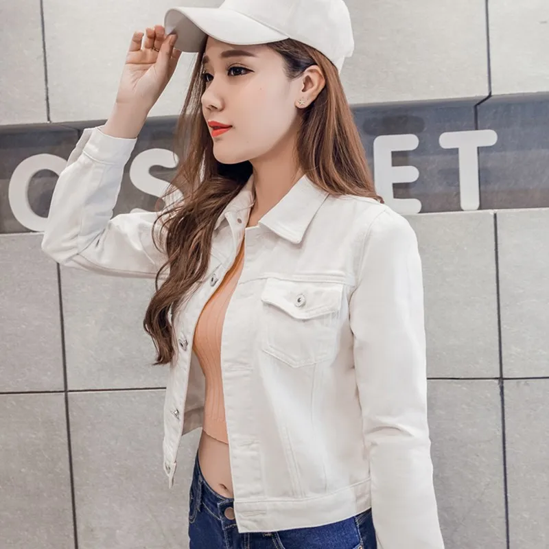 Fashion Jeans Jacket Women 2019 New Arrival Spring Autumn Hand Brush Long Sleeve Stretch Short Denim Jacket Coat  xy884