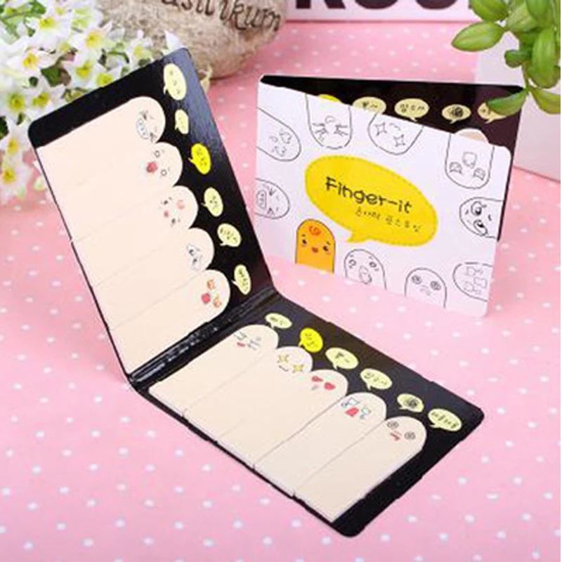 20papers/pcs Cartoon Mood Finger Stickey Notes And Bookmark stationery Post-it Lovely expression N times paste mood |