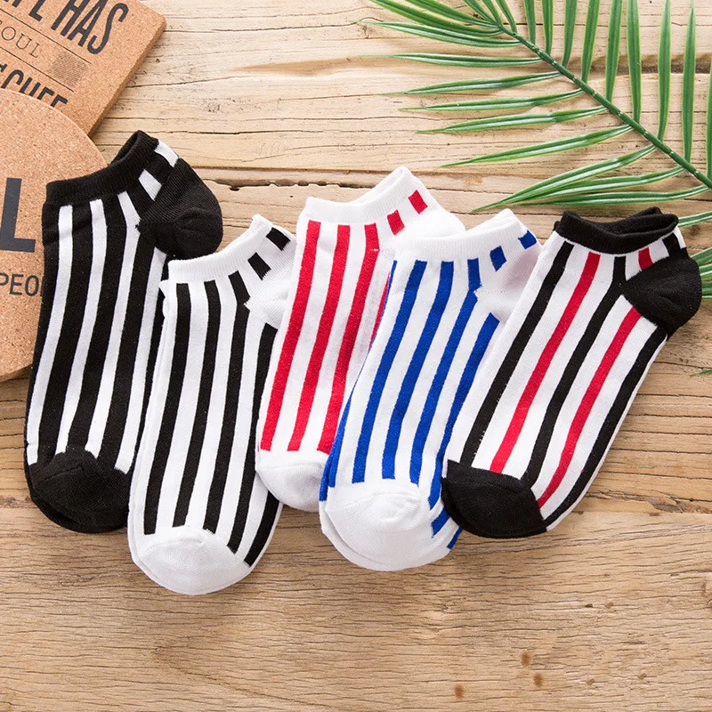

New Arrival Hot Sale Comfortable Breathable Soxs Unisex Comfortable Stripe Cotton Sock Slippers Short Ankle Socks