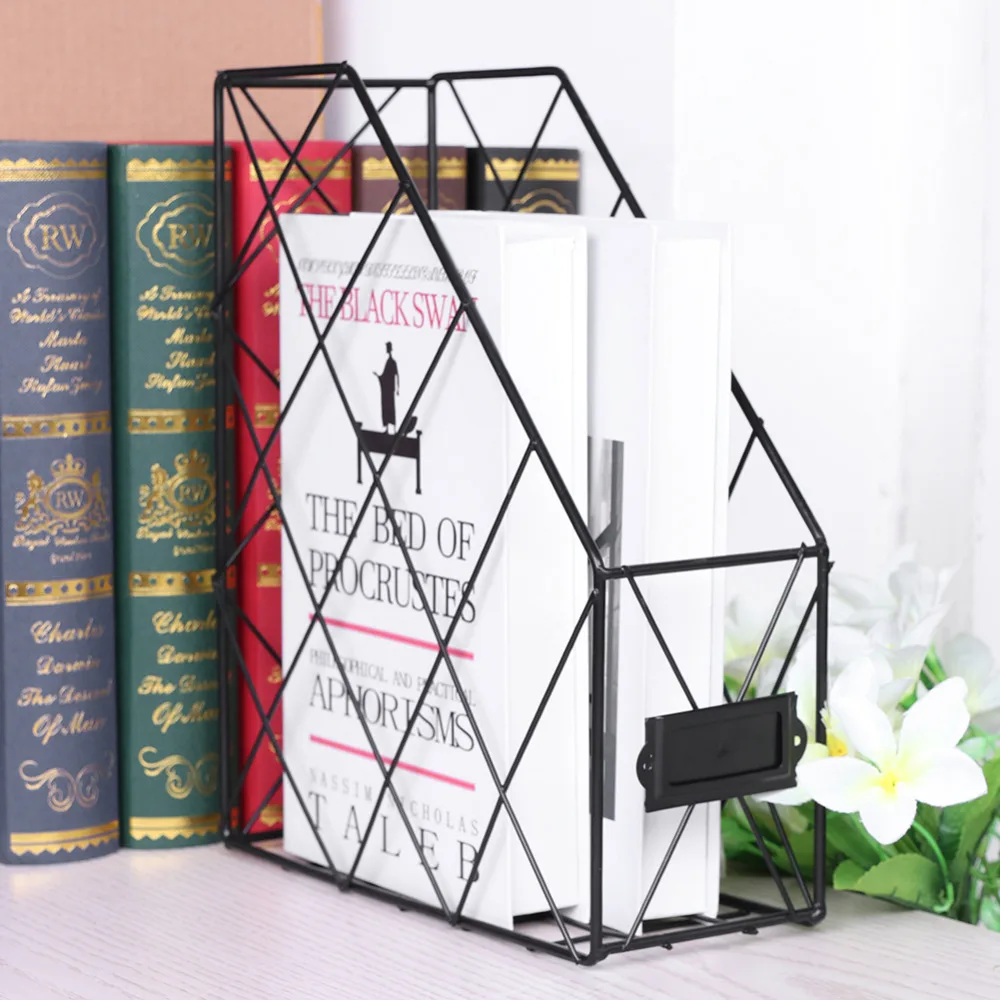 

Nordic Simple Wrought Iron Desktop Storage Rack Shelf File Magazine Storage Rack Desktop Book Magazine Shelf Holder Dropshipping