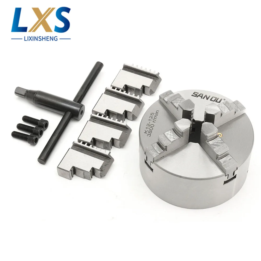 

Lathe Drilling Milling Machine Accessories Hardened Steel 4 Jaw 5" Self-Centering Lathe Chuck K12-125