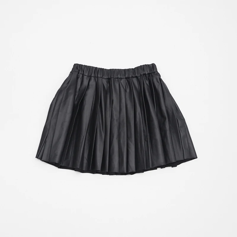 

New arrive 2017 summer fashion solid short pu leather skirts womens elastic waist sexy pleated skirt women jupe size s-xl KZ1