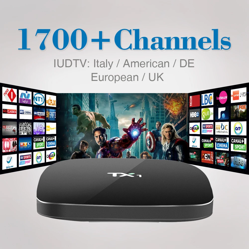 Android Smart TV Iptv Box WiFi Media Player with HD Free IUDTV 1700 Channels IPTV 1 Year Subscription Europe Arabic Set Top Box