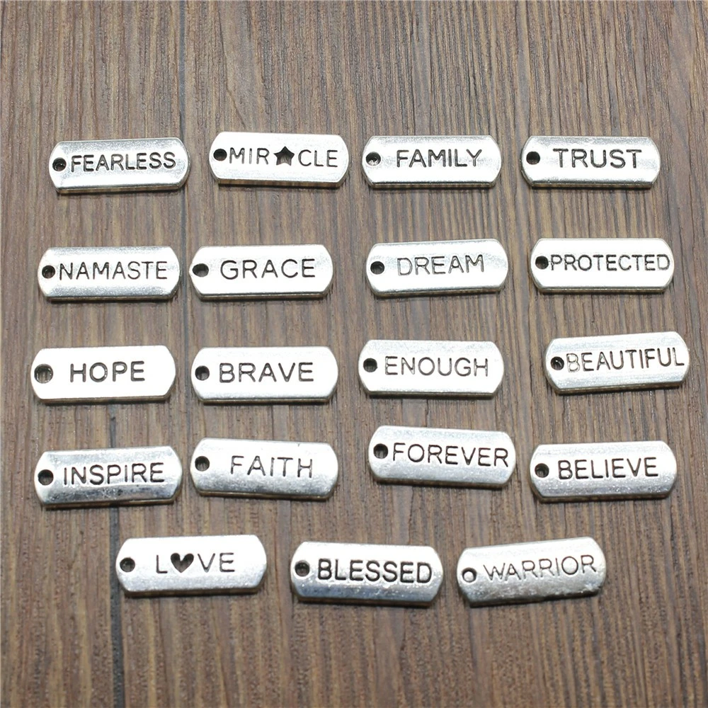 vis stil Whirlpool 10Pcs Woord Tags Hanger Charms Antiek Zilver Kleur Gezegend Geloof Geloof  Vertrouwen Familie Namaste Fearless Droom Hoop Charms|Amulet| - AliExpress