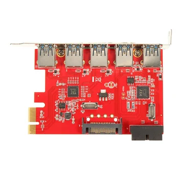

TTKK Card 5 Ports PCI-E USB 3.0 HUB 20 Pin 15Pin SATA Adapter Red