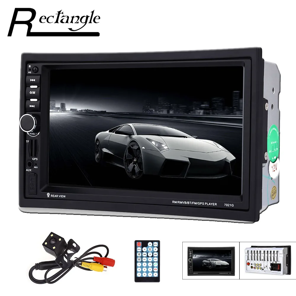 7021G 7 Inch Car MP5 Player 1080P Double Din Support Bluetooth USB GPS FM Multimedia Video Remote Control with Rear View Camera