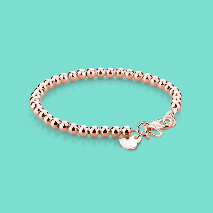 Минималистичный браслет из стерлингового серебра 925 пробы женский розовый браслет из бусин золотого цвета Классический студенческий Шарм ювелирные изделия из чистого серебра высокого качества