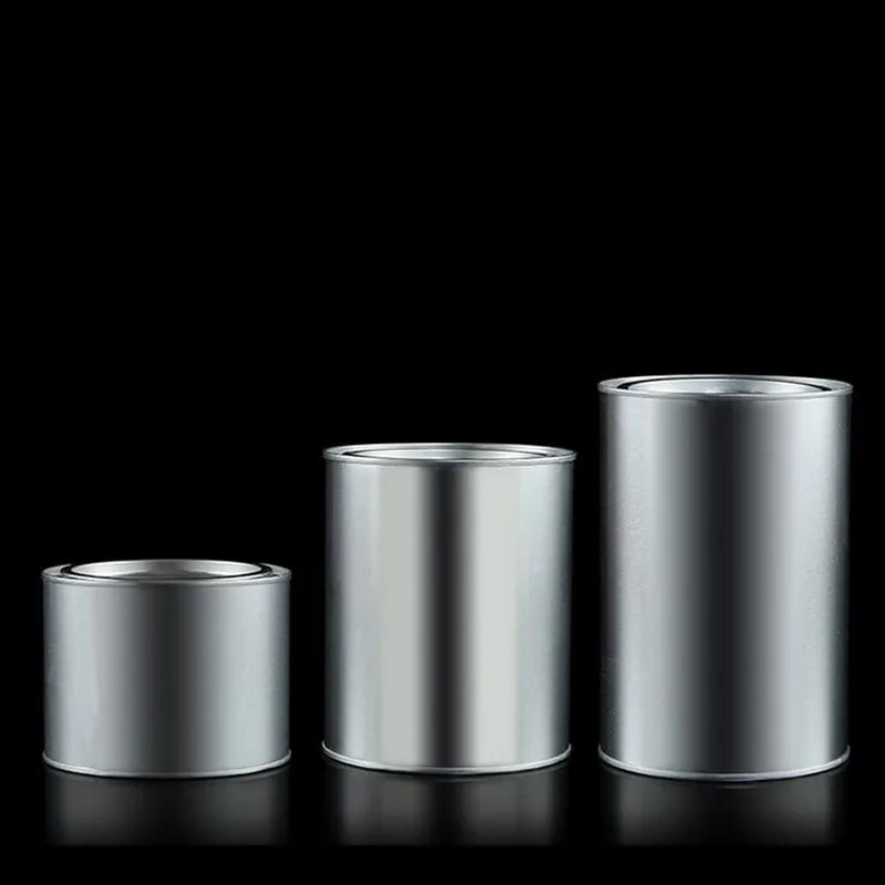 100pcs 7.5*9.9cm Small Cylinder Metal Box Black Tea Storage Case Round